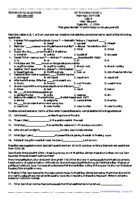 Đề thi giữa học kỳ 1 môn Tiếng Anh Lớp 8 - Năm học 2014-2015